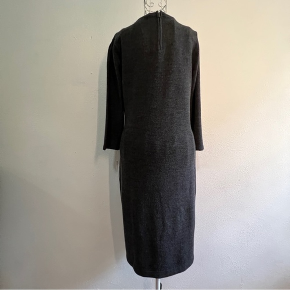 Ab Studio Long-Sleeved Gray Sweater Dress, Embellished Bodice. Sz M. Nwt. — image 8 of 8